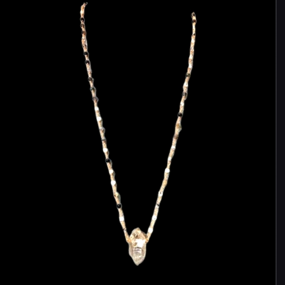 NWT Aviva Stanoff Rutalited Quartz Beaded 14K White Gold Pendant